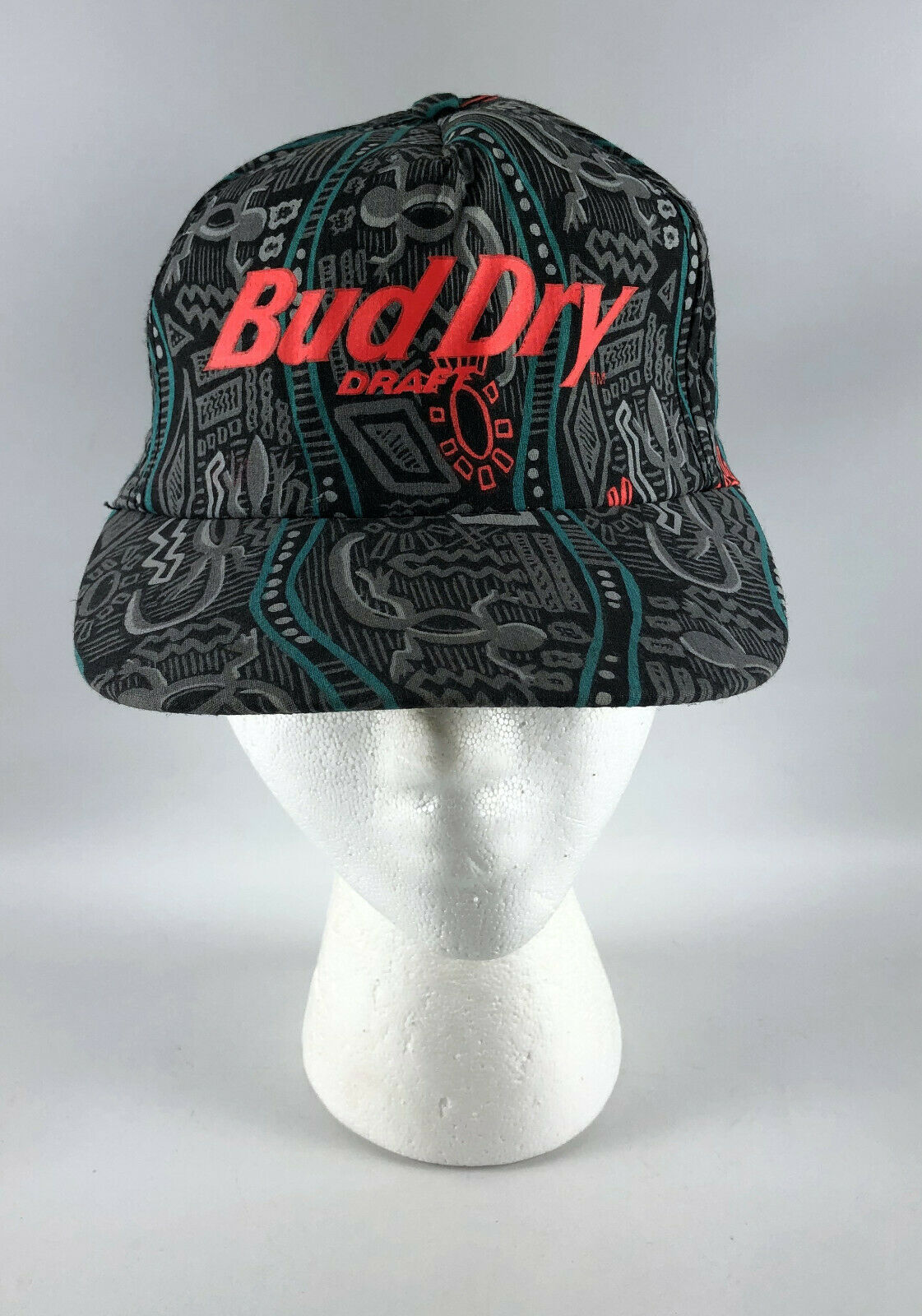 Vintage Bud Dry Draft Snapback Baseball Hat by Stylemaster - 1990s Gray Teal - $49.49
