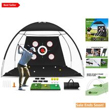 Portable 10x7FT Golf Practice Net with Durable Mat for Home &amp; Backyard T... - $103.90