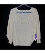 Ashley Nell Tipton Boutique Womens Sweater Size 1X Ivory Scoop Neck Flor... - $25.75