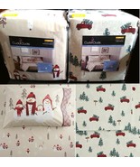 $70 Cuddl Duds Sheet Set Flannel Cotton Farmhouse Trucks or Snowman Fami... - £36.31 GBP