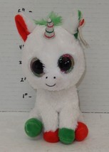 Ty SIlk Candy Cane the Unicorn 6&quot; Beanie baby Boos plush toy white green... - $9.85