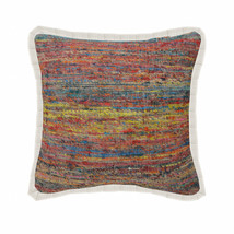 20&quot; X 20&quot; Red Green Blue Yellow And Orange Polyester Geometric Zippered Pillow - £44.98 GBP