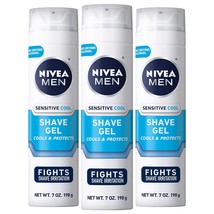 NIVEA MEN Sensitive Cooling Shave Gel with Chamomile and Seaweed Extracts, 3 Pac - £20.77 GBP