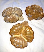 Plate Dish Carnival Glass  3 Jeannette Iridescent Marigold Clover Divided - $26.43