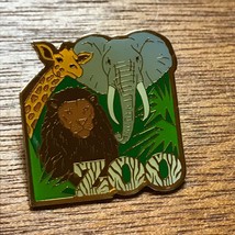 Estate Small Enamel Goldtone Elephant Lion &amp; Giraffee ZOO Lapel Hat Pin or Tie  - £10.29 GBP