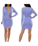 BEBE Long Sleeve Mini Dress Beaded Fringe Trim Plunge Neckline NWT Size ... - £58.66 GBP