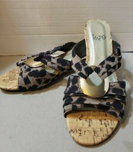 IMPO Cheetah Print Renita Memory Foam Low Heel Size 6.5 M Cork Wedge Sandals  - £10.19 GBP