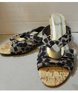 IMPO Cheetah Print Renita Memory Foam Low Heel Size 6.5 M Cork Wedge San... - $12.76