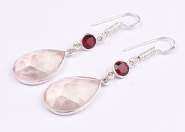 Morganite Gemstone 925 Sterling Silver Handmade Dangle Drop Earrings women Gift - £29.51 GBP+