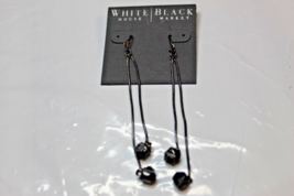 White House Black Market French Wire Dangle Earrings Metallic Gemstone S... - £13.96 GBP