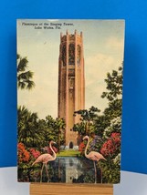 Singing Tower Lake Wales Florida Flamingos Antique Postcard 1942 - $3.91