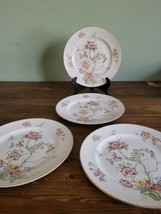 Vintage Homer Laughlin Eggshell Georgian luncheon plates pink and blue f... - $70.13