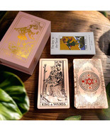 Rose Pink Gold Foil Tarot Deck + Premium Plastic Cards + Guidebook + Gif... - $960.40 MXN