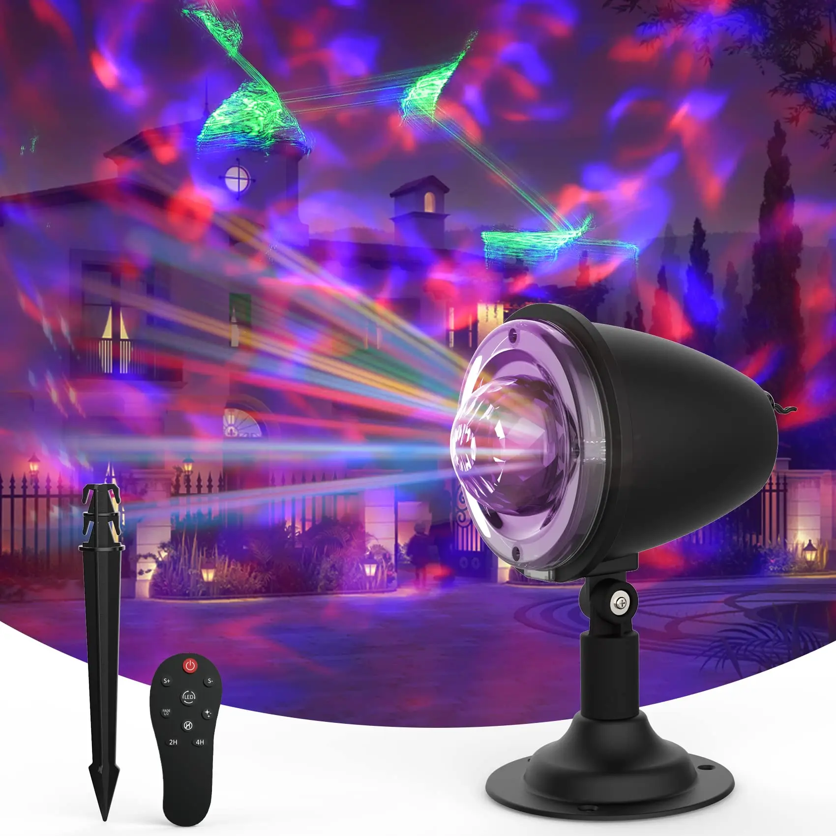 2 in 1  Projector Light Outdoor Water Wave Laser  Spotlight Waterproof Projector - £158.23 GBP