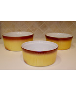 VINT. 3 pc NESTING SET-FRENCH A.PILLIVUYT APILCO RIBBED SOUFFLE CASSEROL... - $187.39 MXN