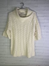 Coldwater Creek Cream Cable Knit Cowl Neck Pullover Sweater Chic Womens Large - £19.08 GBP