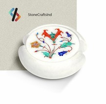 Marble Inlay Coaster Set (6 Coasters and 1 Holder) Handmade Decorative Coasters, - £210.11 GBP