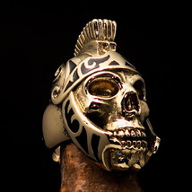 Excellent crafted Men&#39;s Roman Skull Biker Ring black Centurion - Solid Brass - £22.02 GBP+