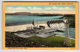 Douglas Dam Eastern Tennessee Postcard Linen Unposted Sevierville Curt Teich - £15.76 GBP