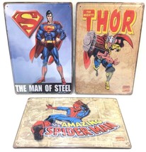 The Amazing Spiderman The Man Of Steel &amp; Thor 3D Tin Sign Metal Poster 4 Holes - £21.34 GBP