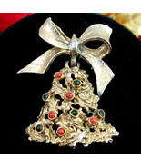  HOLLY CHRISTMAS BELL BROOCH Vintage Pin Goldtone Claper SIGNED Laurenti... - $382.94 MXN
