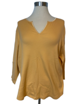 Talbots Orange Ribbed Knit 3/4 Sleeve V Neck T Shirt Size L - €8,13 EUR