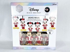 New! Disney Christmas Mickey Mouse Blinking LED 6 Light String Magic Hol... - $24.99