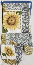 1 Printed Kitchen Jumbo Oven Mitt 13&quot; Sunflowers &amp; Butterfly With Blue Back Home - £12.66 GBP