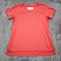 Zella Shirt Womens S Pink Short Sleeve Vneck Basic Casual Tee Long Back w Slits - $18.69