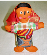 VINTAGE HAND SEWN TEXTILE KUNA MOLA DOLL- w/COMPLETE TRADITIONAL DRESS+H... - €10,31 EUR