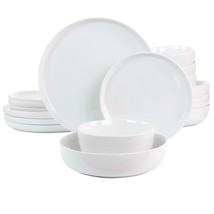 Gibson Home White Deco 16 Piece Fine Ceramic Dinnerware Set in White - $157.45 CAD
