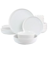 Gibson Home White Deco 16 Piece Fine Ceramic Dinnerware Set in White - €96,63 EUR