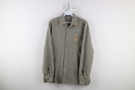 Vintage 70s Streetwear Mens Medium Suede Leather Trim Wool Knit Button Shirt - $74.20