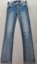 True Religion Jeans Womens Size 26 Blue Mid Rise Straight Jambe Droite Me-Taille - £37.02 GBP