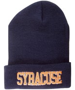 Syracuse Block Letter Adult Size Cuffed Winter Knit Beanie Hat Navy/Orange - £11.95 GBP