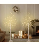 2 Pack 4FT 100LED Christmas Lighted Birch Tree Timer Function Prelit Art... - $162.36