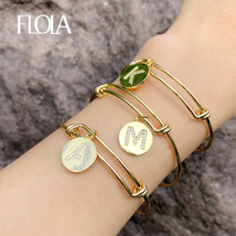 FLOLA Gold Filled Initial Letter Bangles for Women 26 Alphabet DIY Charm Bangles - £8.66 GBP