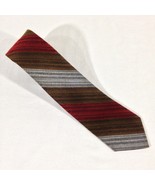 Focus 100% Polyester Tie Men&#39;s Brown Red Silver Stripe Design  54&quot;inches... - $9.55 CAD
