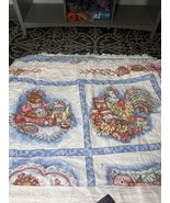 Spring Cotton Panel Victorian Dolls Toys  6 squares Quilt 32W 40L - $475.17 MXN