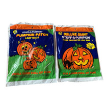 2 Vintage 1992 Sun Hill Halloween Stuff A Pumpkin Leaf Bags Family &amp; Giant Bag - £6.39 GBP