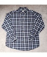 Chaps Men&#39;s Size L Plaid Black/Blue Long Sleeve Button-Down Flannel Shirt - £15.80 GBP