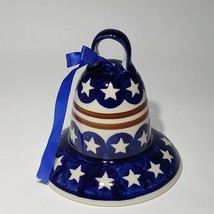 Boleslawiec Polish Pottery Americana Red White Blue Stars Stripes 5&quot; Bell - £13.59 GBP
