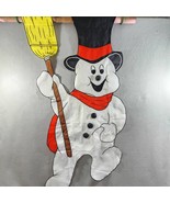 SNOWMAN &amp; BROOM Garden Flag Banner Double Sided Appliqued Yard Art 22&quot;x4... - $9.05