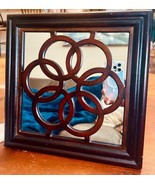 vintage spiro carved mahogany scroll design mirror wall art 12” - £33.53 GBP