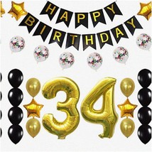 Golden Milestone Celebration Kit: 34th Birthday Party Decorations - Vibrant Conf - £28.37 GBP