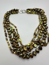 Vintage Green Genuine Pearl Multi Strand Necklace 16” - $79.20