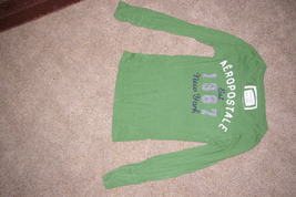 Aeropostale Long Sleeve Graphic T Shirt Size M Juniors Dark Olive Green - £7.86 GBP