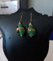 Handmade Green and Gold Earrings - $0.99