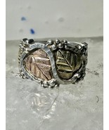 Black Hills Gold ring leaves wedding band size 5.50 sterling silver women - €117,18 EUR