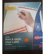 Avery 11437 8 Tab Print &amp; Apply Clear Label Dividers - $38.90